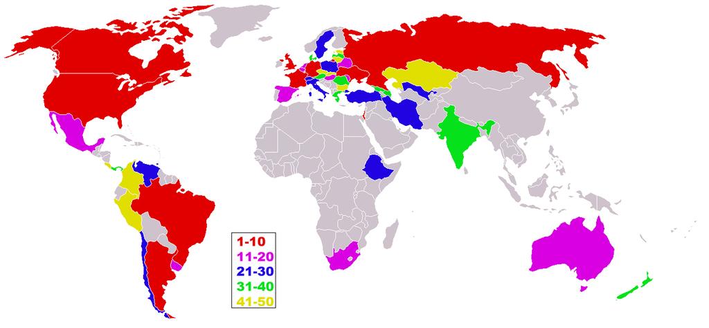 This map is a ranked ordering of countries by the sizes of their Jewish