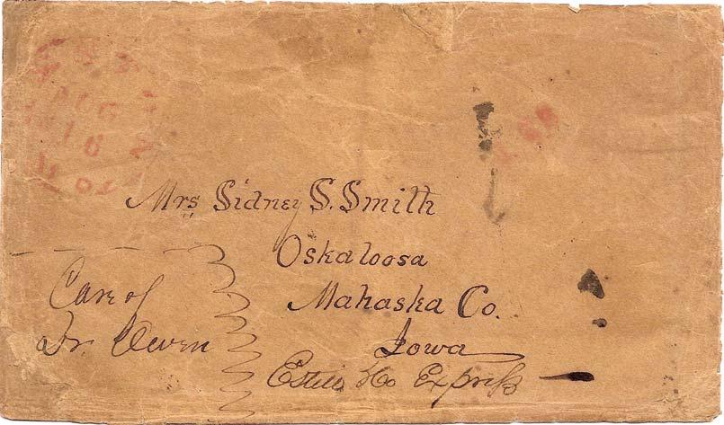 Private Expresses Estill & Co Express from the Overland Trail to Weston, Mo. Aug 16 (1850). James M.
