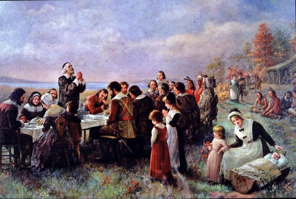 The First Thanksgiving painted in