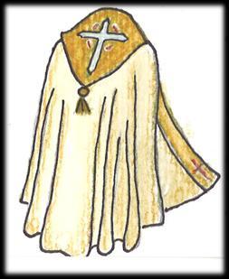 The is worn like a sash over his left shoulder and connects on the right side of his waist. The color of his matches Father and the particular season of the church.