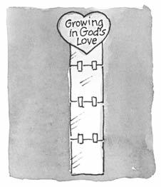 Post the finished paper strip on the wall, heart-end up. The bottom of the strip should be touching the floor. Say: We can listen to God as we grow.