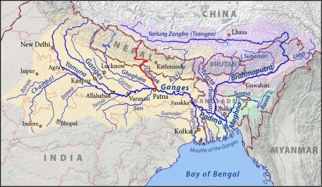 Gandak: - It originates from Nepal joins the Ganges near Patna. Its total length is 425 km in India.