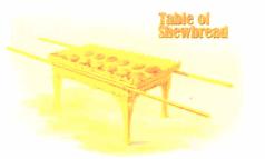 THE TABLE OF THE SHEW /SHOW BREAD Read Exodus 25:23-30 This beautiful table for the Bread of the Presence (in God's presence) was situated in the Holy Place on its northern side.