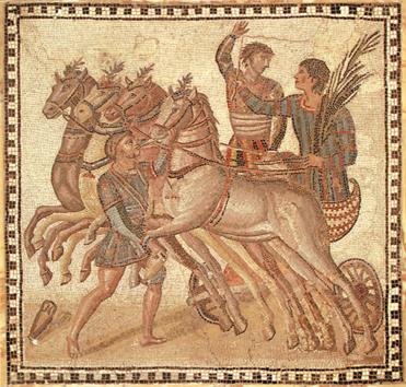 Romans used art to beautify their homes. Mosaics were created from small bits of stone or glass. In A.D. 79.