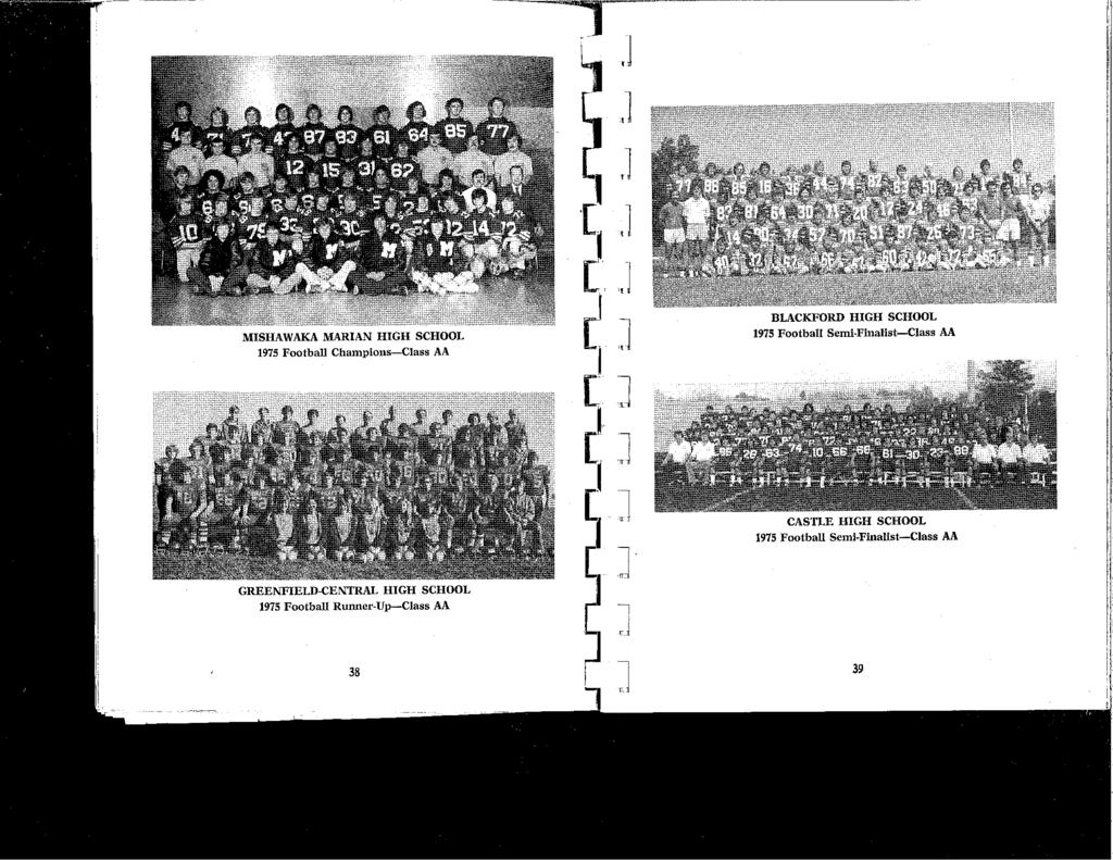 MSHAWAKA MARAN HGH SCHOOL 1975 Football Champions-Class AA BLACKFORD HGH SCHOOL 1975 Football Semi-Finalist-Class AA CASTLE