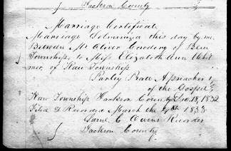 Scott H. Faulring: Jackson County Marriages by LDS Elders 201 Filed and recorded the 12th December 1832. Saml C.