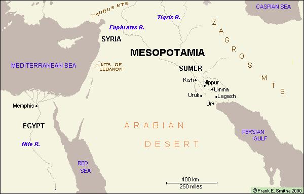 Ancient Mesopotamia-- Beginnings 6000 B.C., Neolithic farmers migrated into the Fertile Crescent.