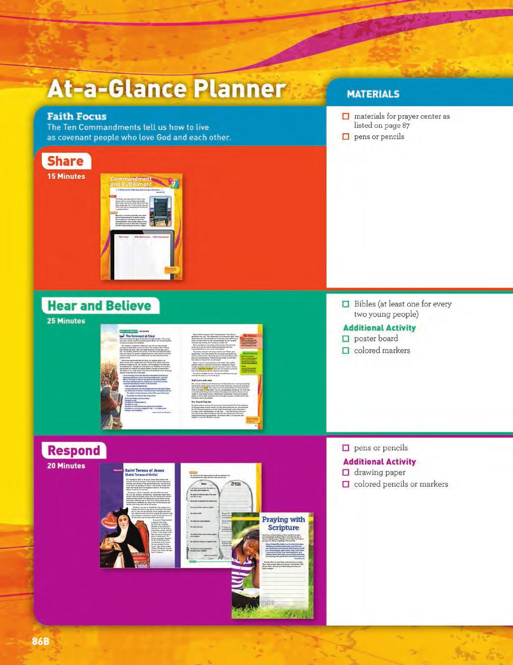 Grade 6 Catechist Guide At-a-Glance Planner AT-A-GLANCE PLANNER The At-a-Glance Planner presents an overview of the