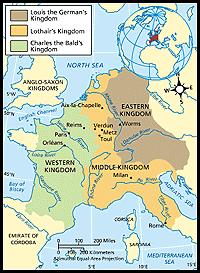 http://my.hrw.com/ss/wh/student/wma/wma005.html Page 1 of 3 The Decline of the Frankish Empire The proud empire that Charlemagne had built and governed so well did not long survive his death in 814.