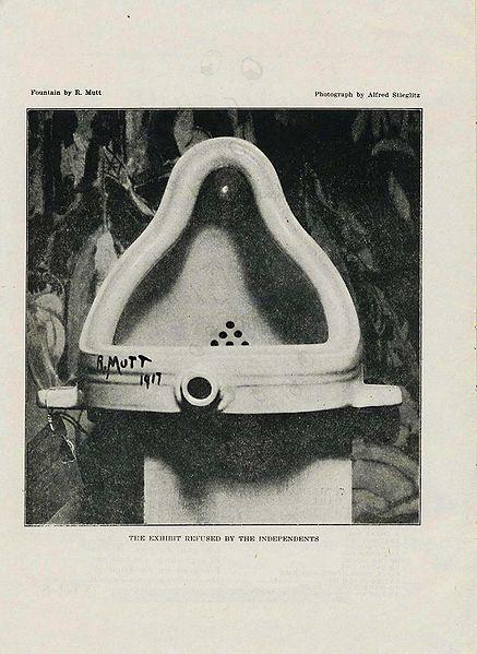 Aesthetics Discussion: On the left is Marcel Duchamp's ready-made sculpture called Fountain.