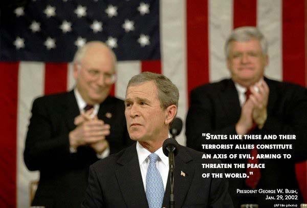 President Bush: Iran, Iraq and North Korea are an "axis of evil".