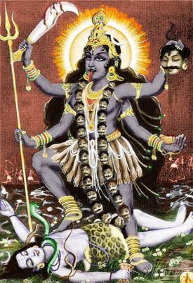 Deities- Kali Kali is the kick-a** goddess of destruction Kali wears a a necklace made from men's skulls The name of Kali means black one and force of time, she is therefore called the