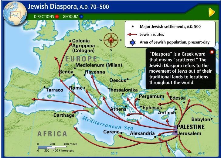 Jewish Diaspora The original Diaspora occurred after the Roman destruction of Jerusalem