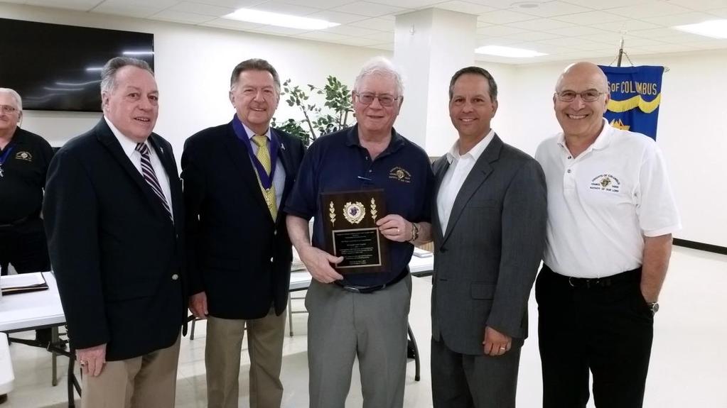 John Vergano Plaque At last month s Business Meeting, our former Financial Secretary, Brother John Vergano, was awarded a plaque in honor of his years of exemplary service as the Council s first