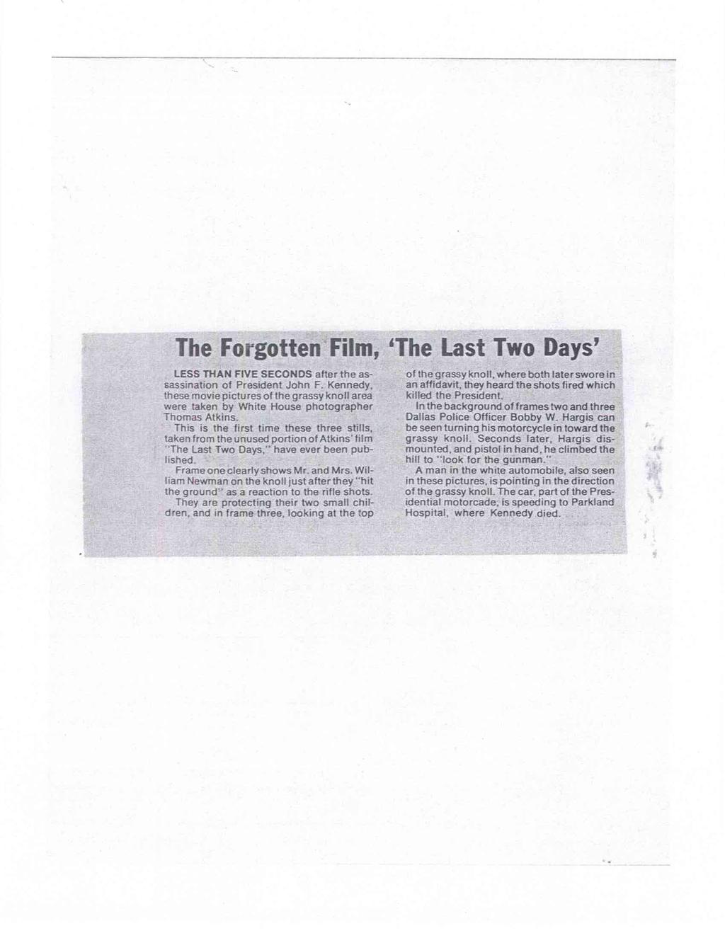 The Forgotten Film, 'The Last Two Days' LESS THAN FIVE SECONDS after the assassination of President John F.