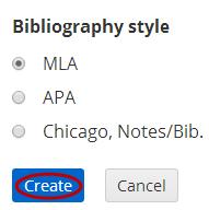 3 Select a project. Result: The project displays. 4 Select a reading. Click Create bibliography.