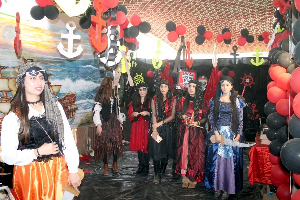 Students from different classes arrange a Food Festival and Gatsby party at the park of institute, where the stalls of food are mainly installed cultural food of every province with Kashmir too were