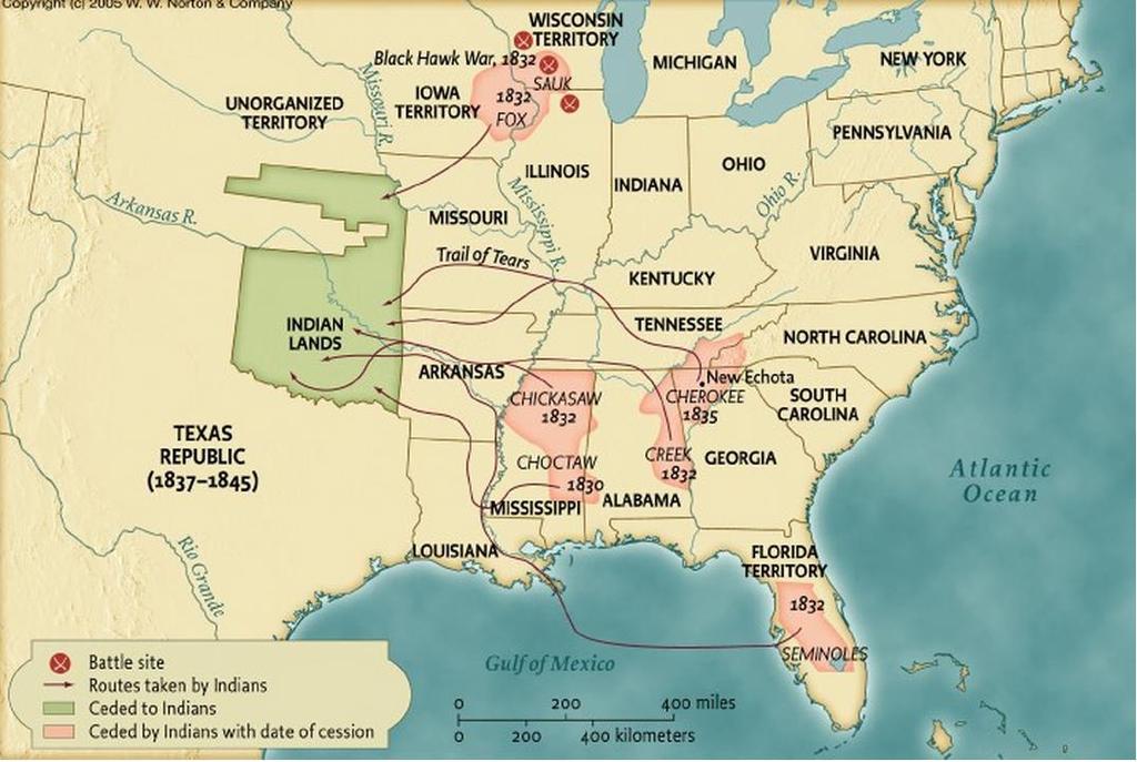 Station : Maps of the Trail of Tears. According to the maps, how many total Native American Tribes were resettled to the Indian Lands in 8? Name them.