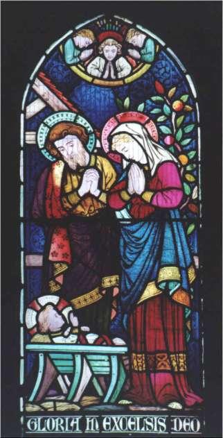 Pictures showing individual panels from the Rosary Window.