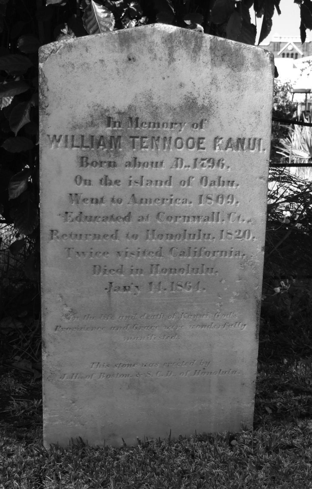 Headstone of William Tennooe Kanui located in cemetery