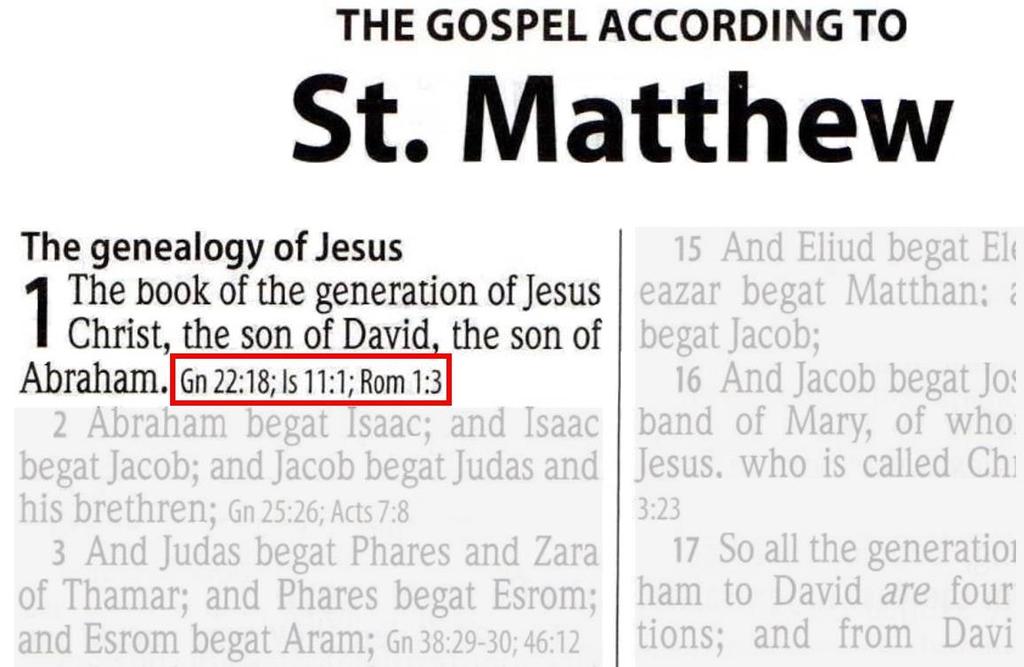 1 Here are five sets of cross-references for Matthew 1:1.