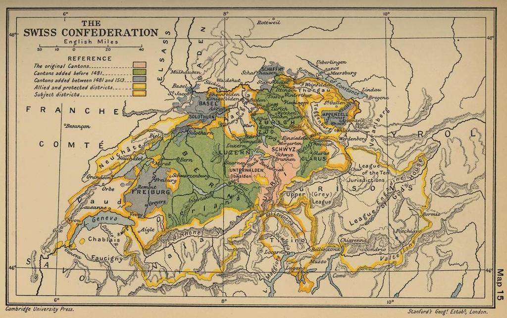 Like HRE, Switzerland was a loose confederacy of 13 autonomous cantons 2 conditions for the