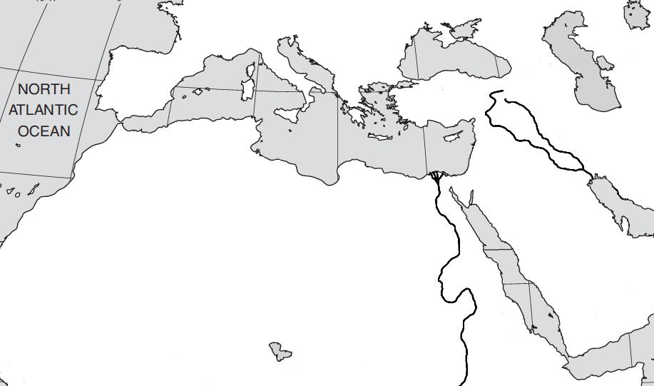 Section 6: Map * Locate the following on the map below Sparta Athens Mediterranean Sea Sahara Desert Crete Egypt Asia Minor Giza Ur Babylon N i l e Asia