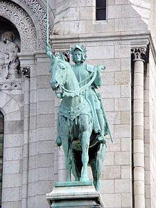 Statue of Louis IX (Saint Louis, 1214-1270) Raised like a lightning rod on the highest point of our capital, this church will protect us against the lightning bolts of divine