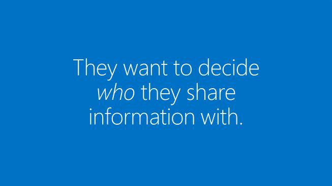 They actually want to decide who they share that information with And they want to determine how this information will be used.