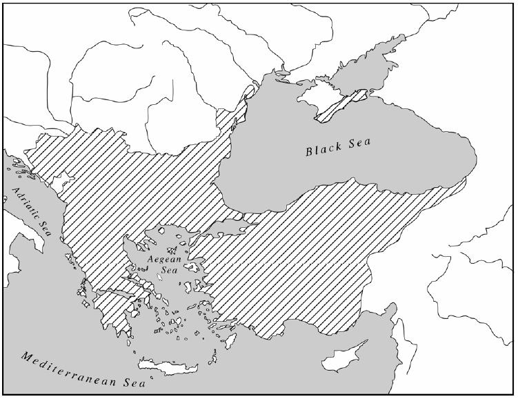 7. The shaded area on the map above shows the extent of which of the following empires in the early sixteenth century? a. The Byzantine Empire b. The Mughal Empire c. The Mamluk Empire d.