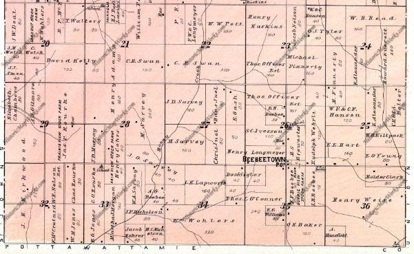 The Beebeetown Area Southern LaGrange Township, just north of Boomer Township, marks the northern edge of
