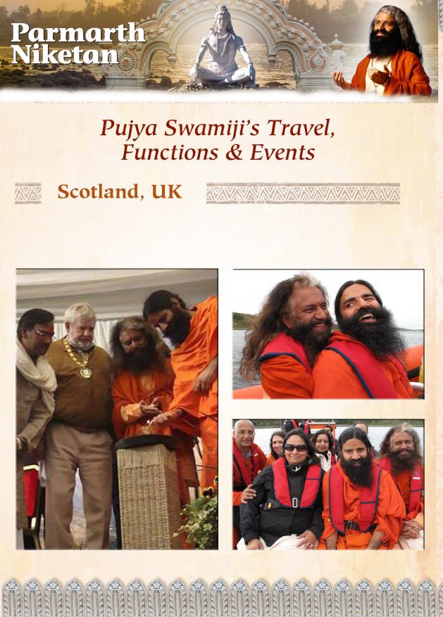 Pujya Swamiji spent 2 days on Wee Cumbrae island in Scotland, off the coast of Glasgow for the inauguration of the Yog Center on the island being opened by Swami Ramdevji.