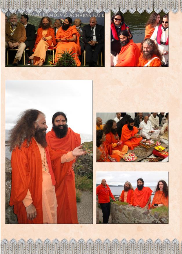 (left to right) Provost Bobby Rae, Pujya Swamiji, Pujya Swami Ramdevji, Mohammad Sarwar MP On the boat to Wee Cumbrae The function was also attended by