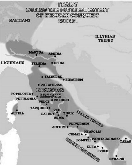 Numerous artifacts of Etruscan civilization have been discovered in the vast zone to the north