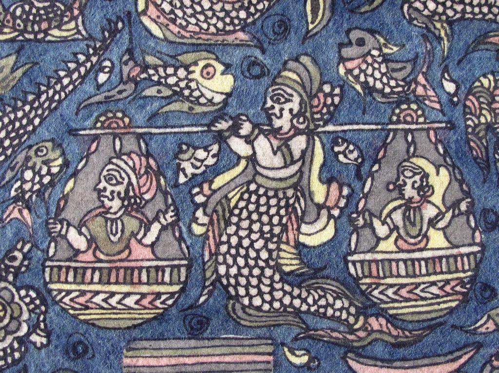 Figure 13. Shravan carrying his parents in baskets. Photograph by author. The tale of Shravan is another favorite story from the Ramayana often found in the traditional Mata ni Pachedi.