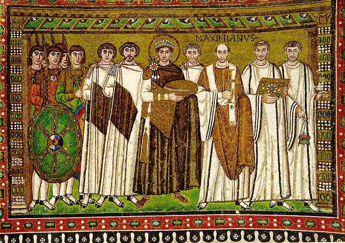 Neither Justinian or Theodora every entered San Vitale or Ravenna Figures surrounding Justinian express rank of the members of the church in Ravenna Justinian s purple robe signifies a