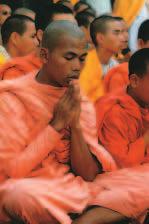 These devout believers usually live in monasteries, leading a disciplined life of poverty, meditation, and study.