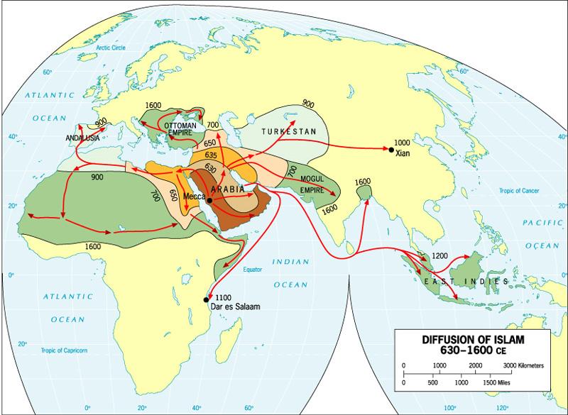 Islam originated on Arabian peninsula about 1500 years ago.