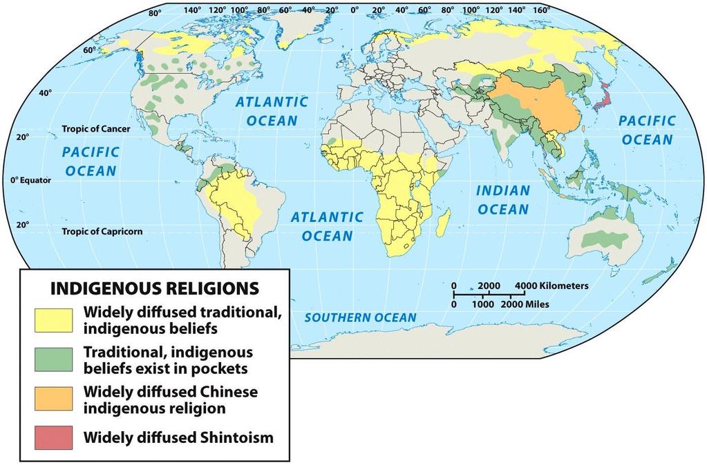 Indigenous Religions Local in scope Passed down