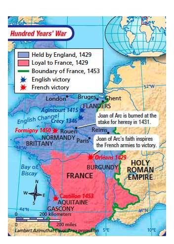 The Hundred Years War Was a struggle between England and France, 1337-1453 Henry V (England) seized most of northern France England had better