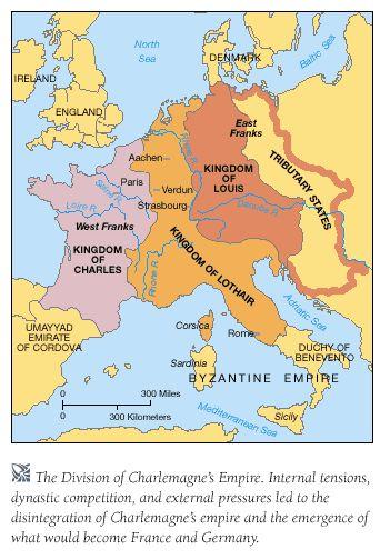 843: Treaty of Verdun- split the