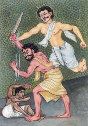 1. Ahimsa or Non-injury One man is beating a small boy,
