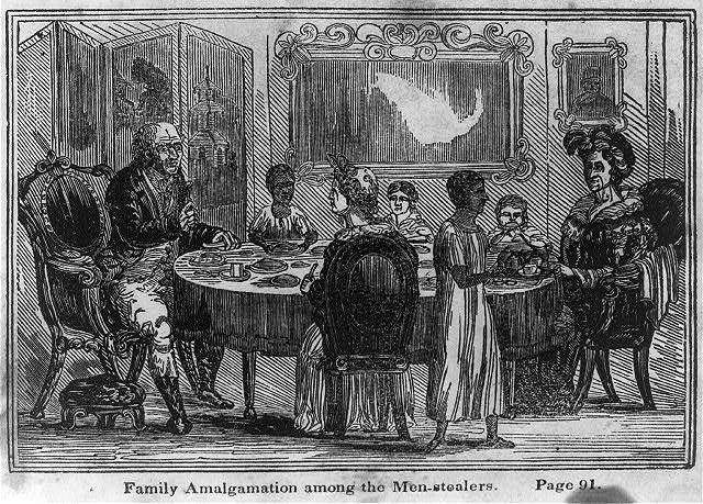 Source: "Gordon under medical inspection." (1863, July 4). Harper's Weekly, p. 429. "Family Amalgamation among the Men-Stealers" Abolitionists published this illustration in 1834.