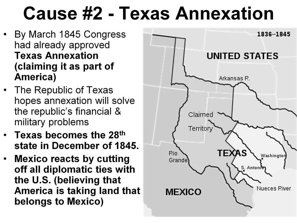 Explain why the United States annexation