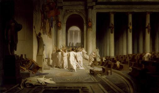 13 Rebellion of the reactionaries Caesar s end On the Ides of March, 15 March 44, some 60 senators assassinated the man who had used his money to turn their political system of clientilism against