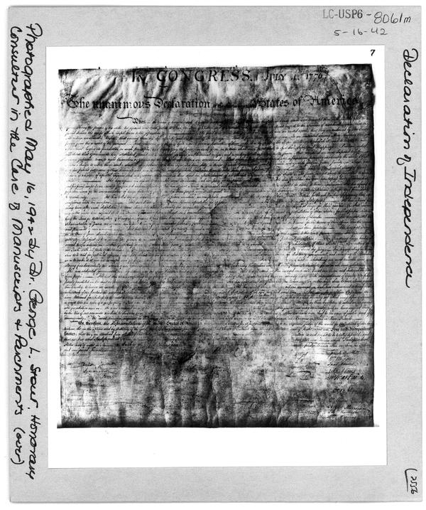 6. Declaration of Independence - document An image of the original Declaration of
