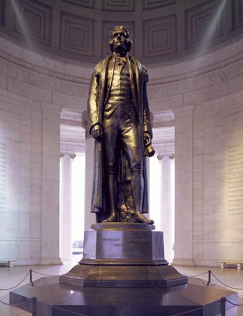 12. Jefferson Memorial Rudulph Evans's statue of Thomas Jefferson was mounted in the Jefferson Memorial in 1947, four