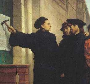 Oct. 31 st, 1517 Luther s 95 Theses Monk and Professor at University of Wittenberg (Holy Roman Empire) Debated the issue of salvation: - Catholics believed faith and good