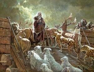 Noah took the family into the Ark.