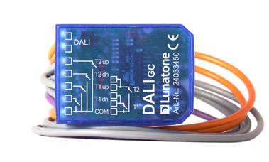9 DALI MC4L Interface with 4, from the DALI bus galvanically isolated, inputs for mains voltage. The inputs can be individually configured with target address, button behaviour and DALI commands.